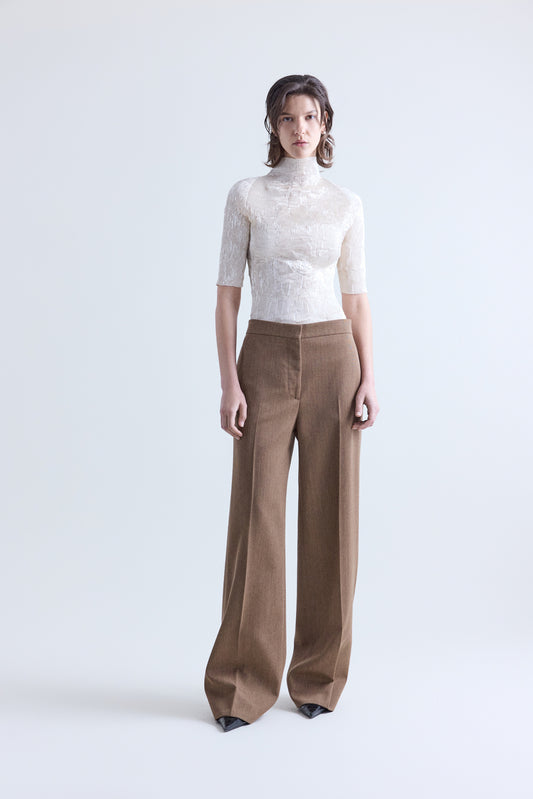 Agel Tailored Trouser In Camel Melange