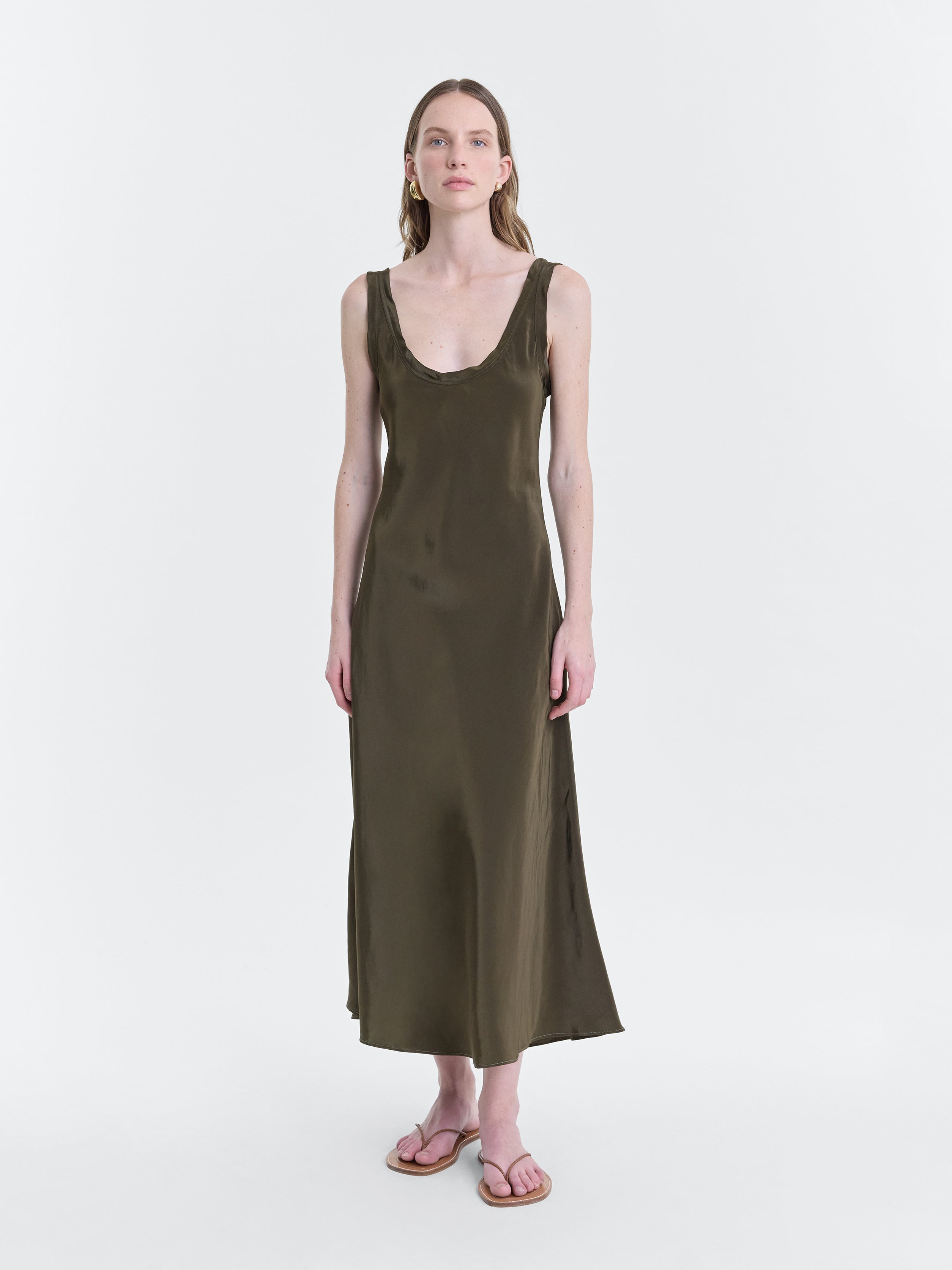 green emerald velvet dress Ali Golden Fitted Tank Dress main image 1