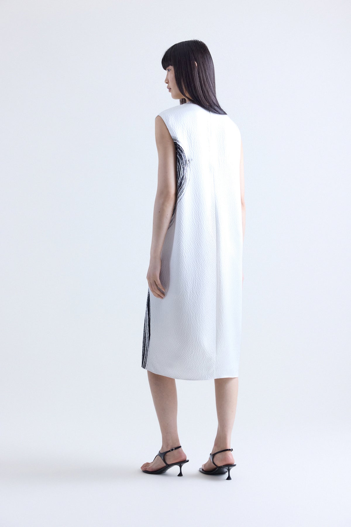 Dani Cream Short Printed Column Dress