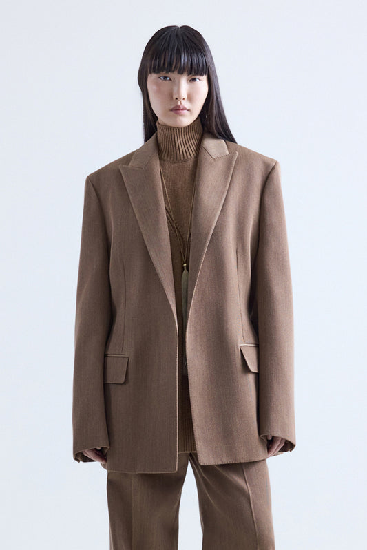 Malina Tailored Blazer In Camel Melange