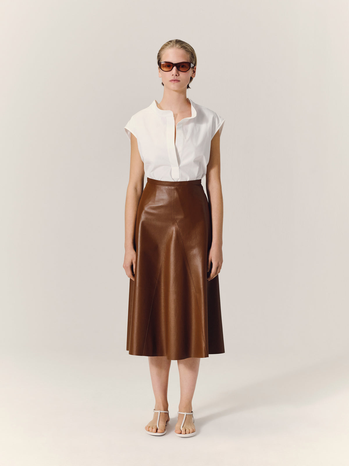 SELINA Leather A-Line Skirt