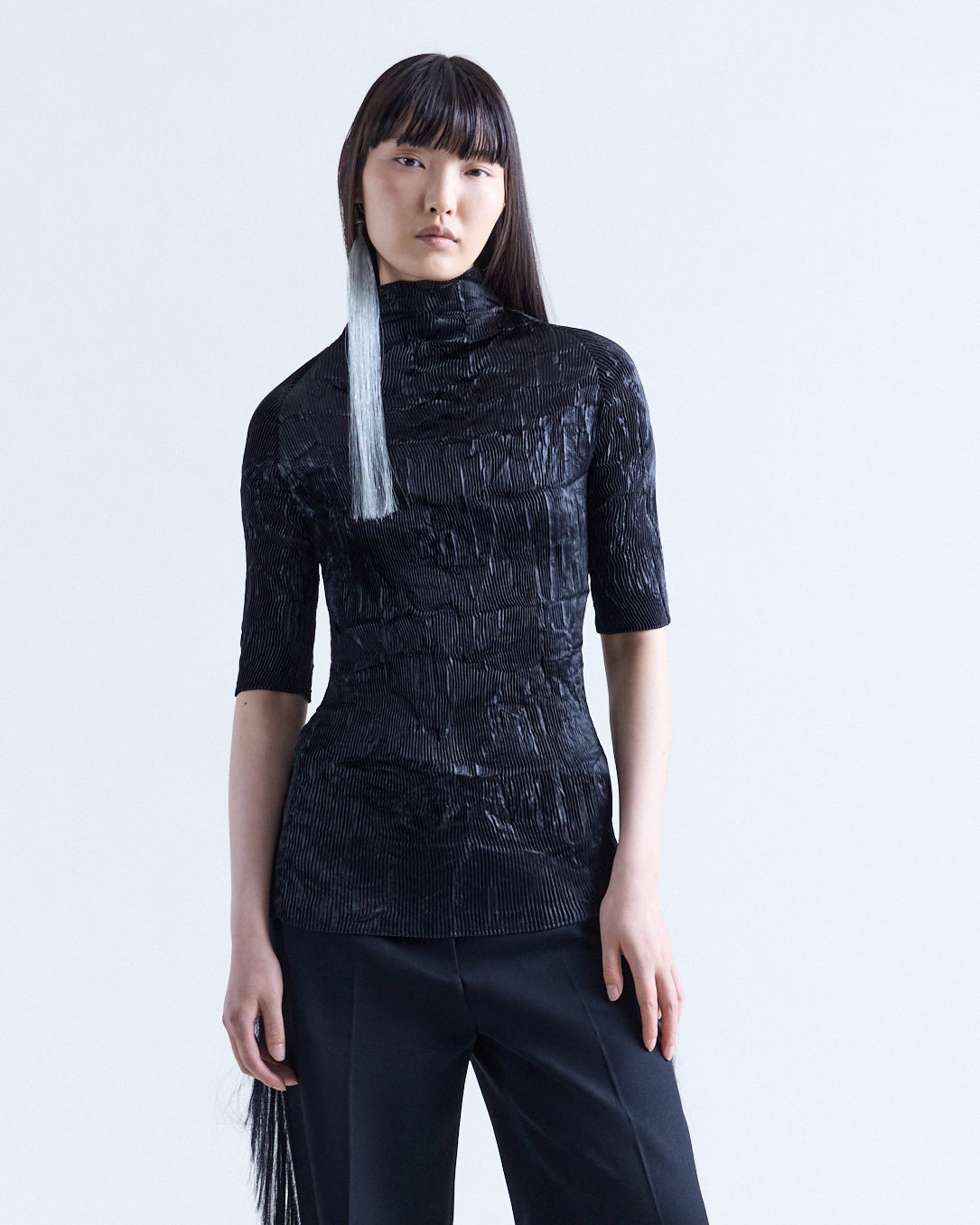 Dahlia Pleated Top In Black