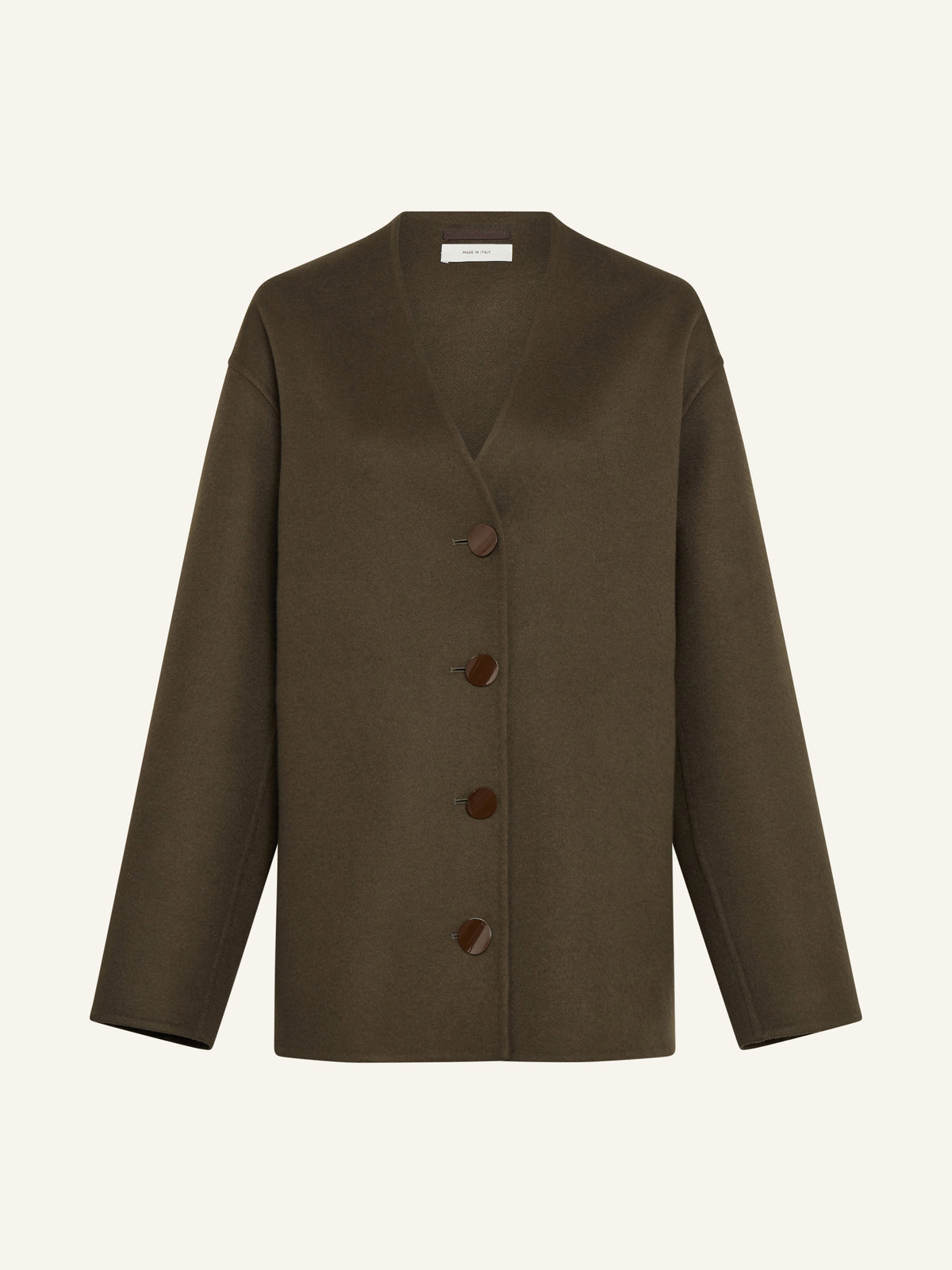 CARTER Double Face V-Neck Jacket in Dark Olive