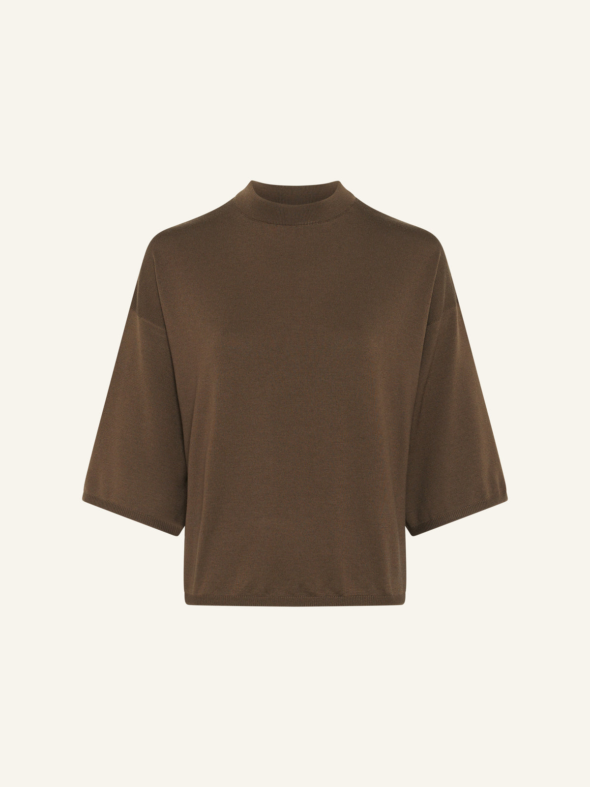 QUINCY Fine Gauge T-Shirt in Taupe Brown