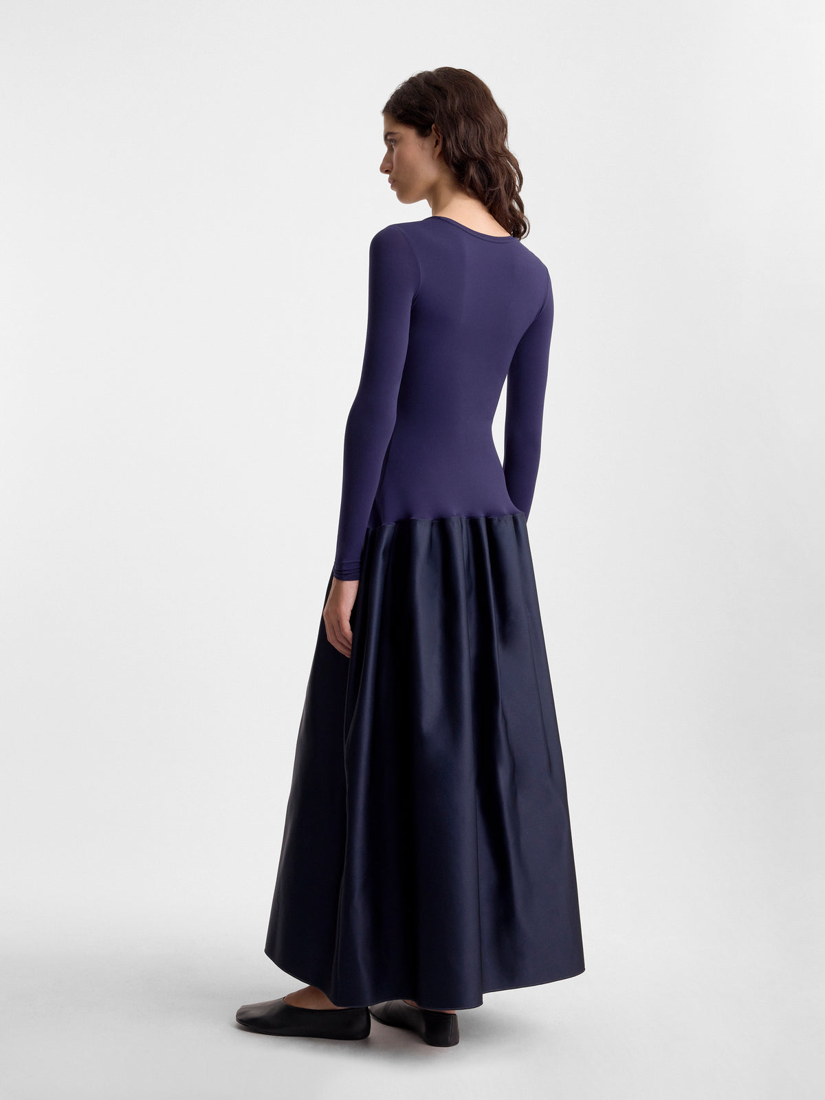 Fforme_FW26_CATRIN.BODYCON.JERSEY.WITH.DUCHESSE.FLARED.SKIRT_PRUSSIAN.BLUE_FF00615-PL2601-402_BACK