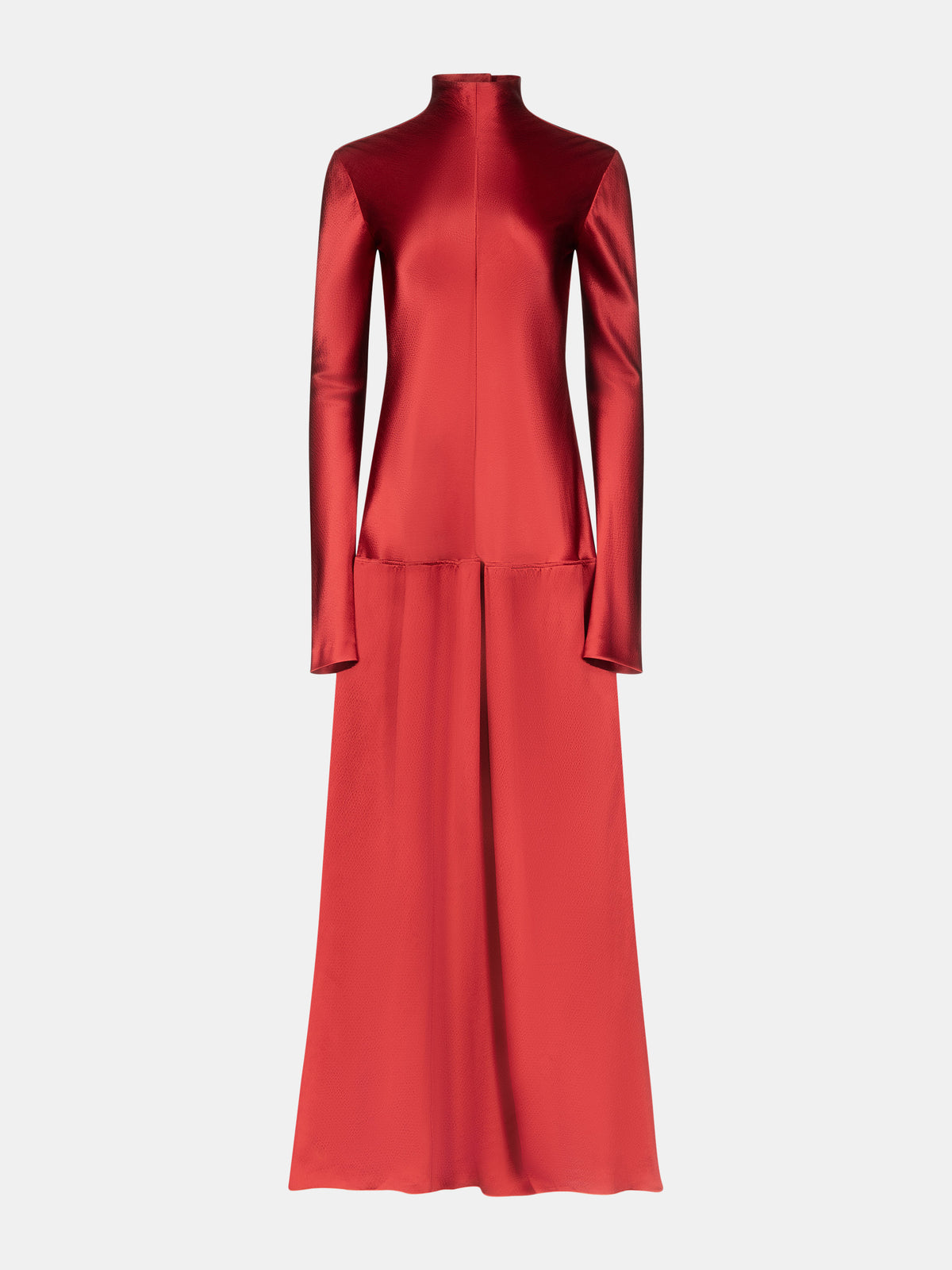 Mila Bias Cut Long Sleeve Dress In Bright Red