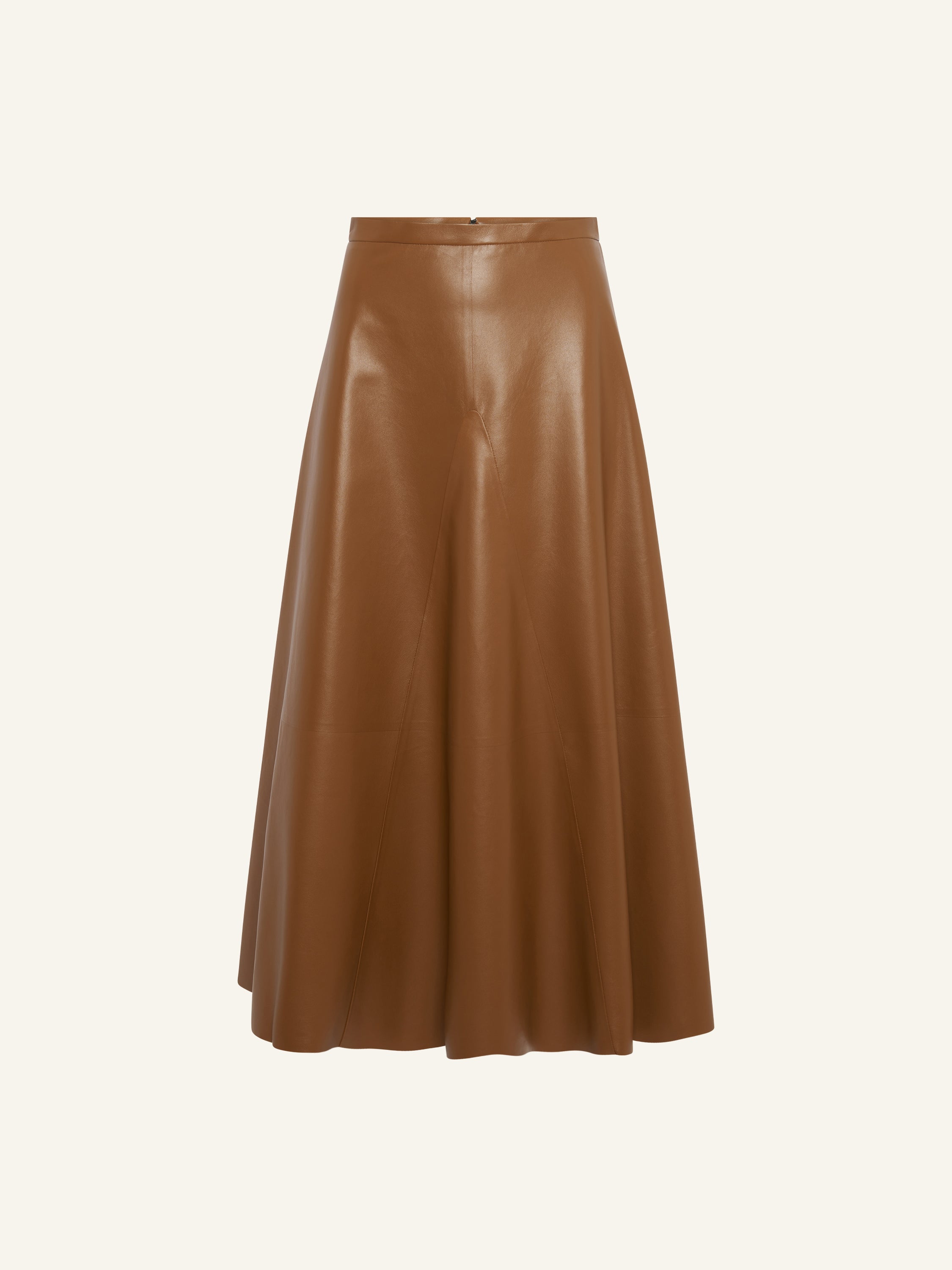 
                    SELINA Leather A-Line Skirt in Ochre
                  